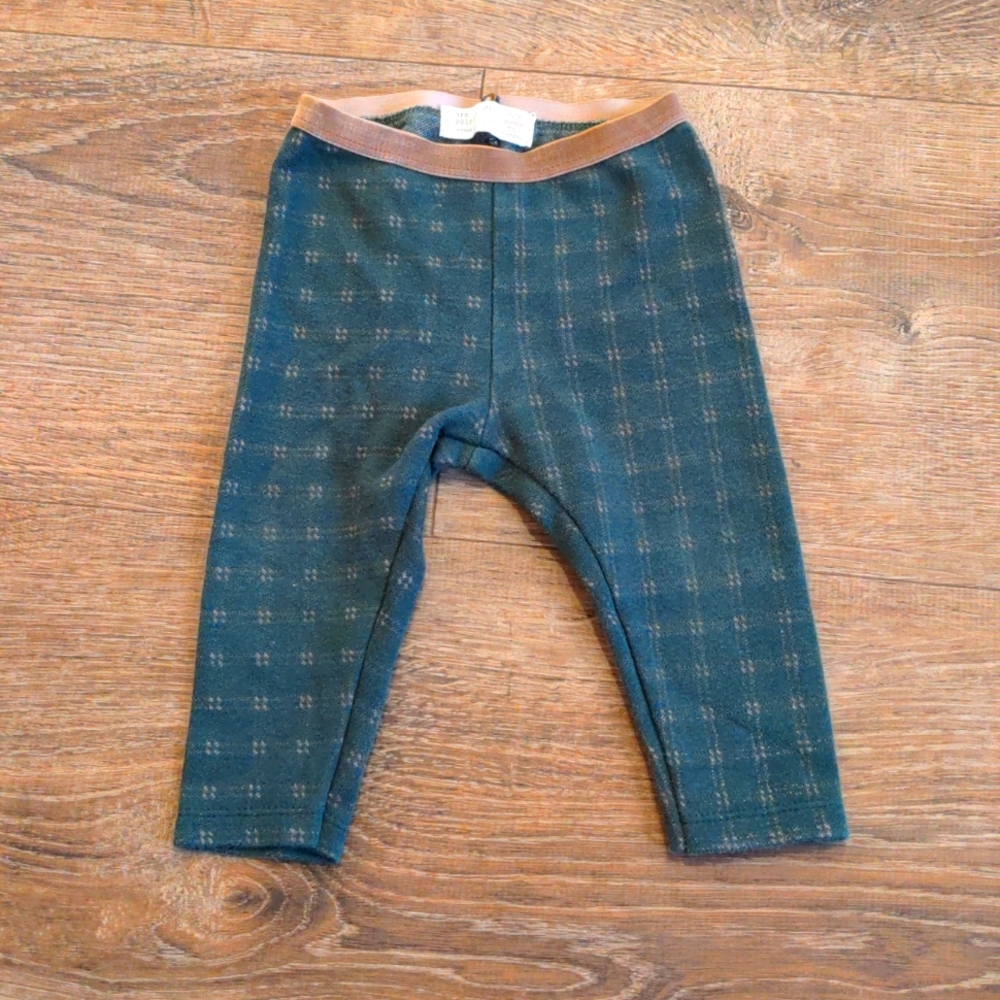 Zara leggings 6/9 mtgs bottle green and gold/bronze